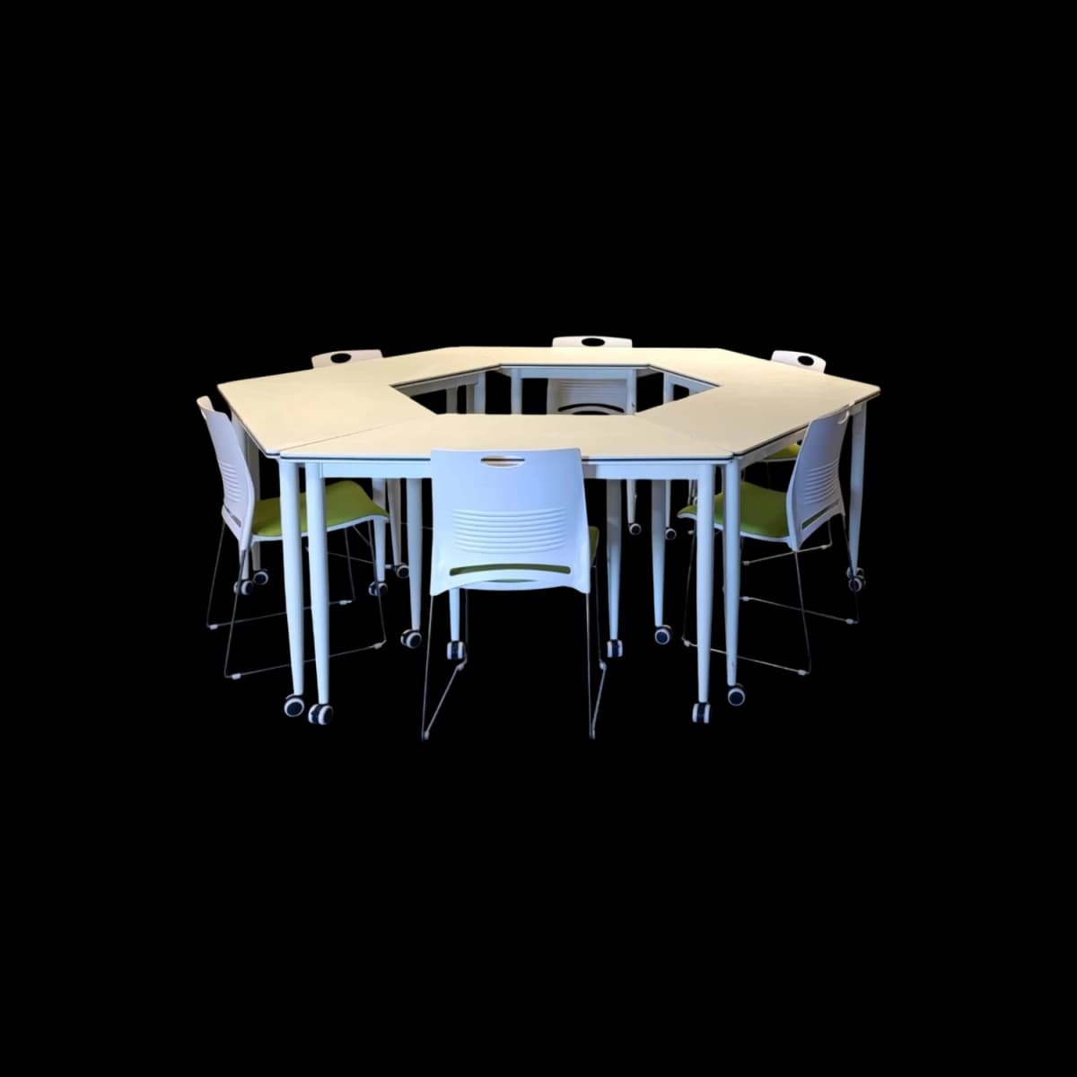Open-Hexagon Desk Set (6) + Chairs