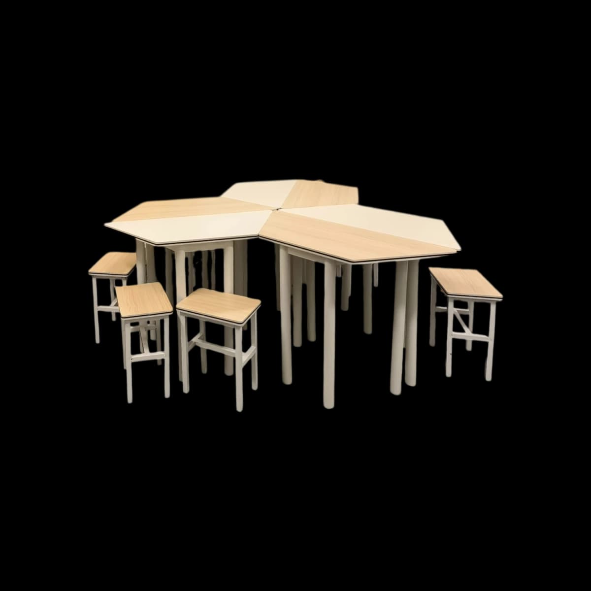 Honeycomb Desk Set (6) + 9 Chairs