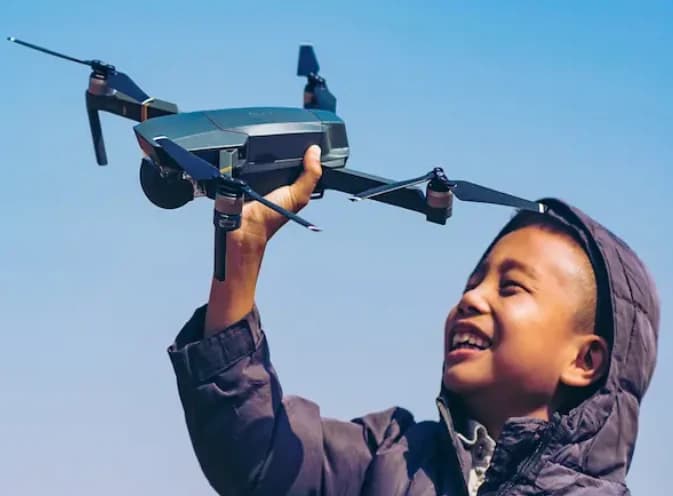 Kids flying a drone