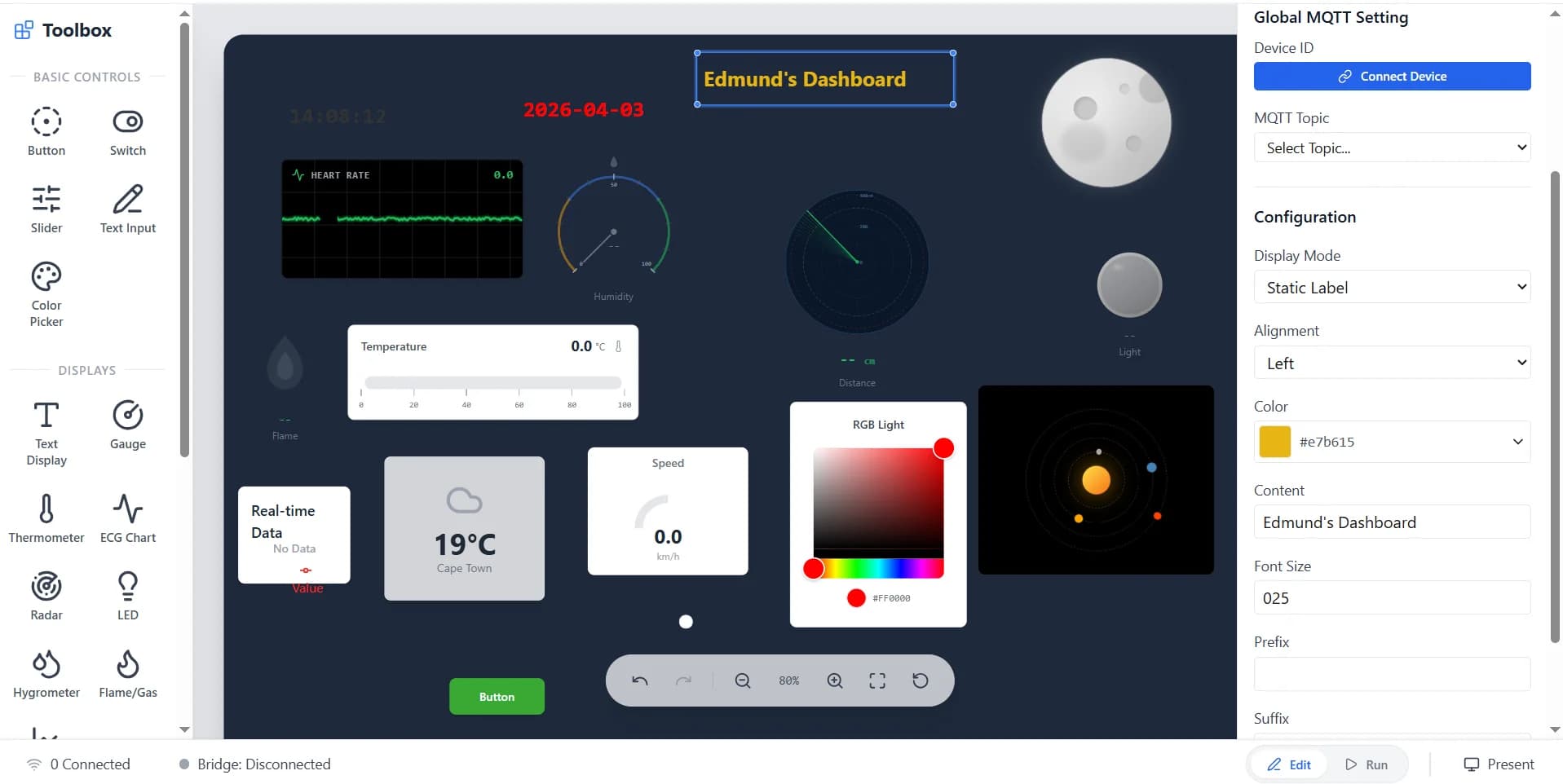 Edmunds's IoT dashboard