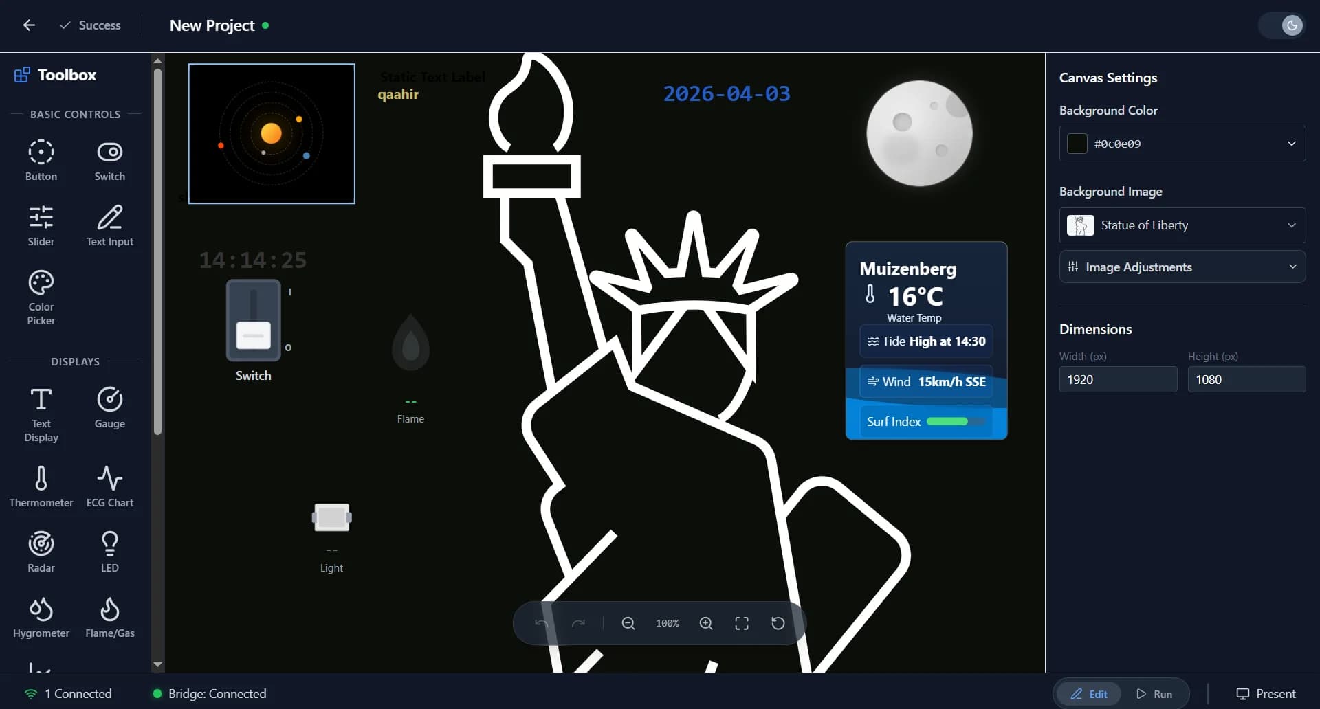Qaahir's IoT dashboard