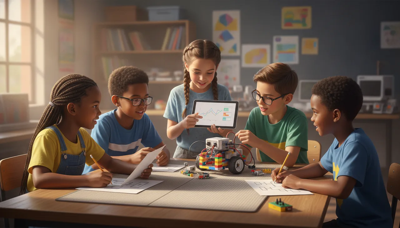 Hoe om individuele leerders te assesseer wanneer vier kinders een robotstel deel