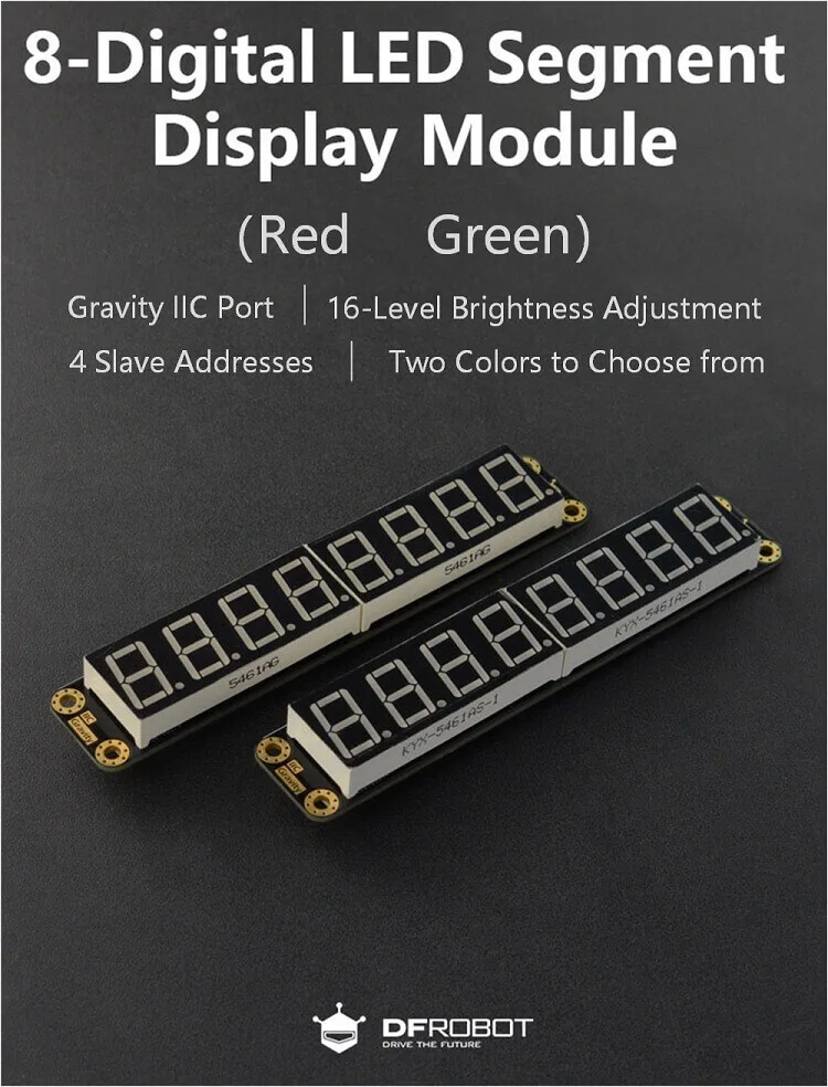 Eight digit red numeric display