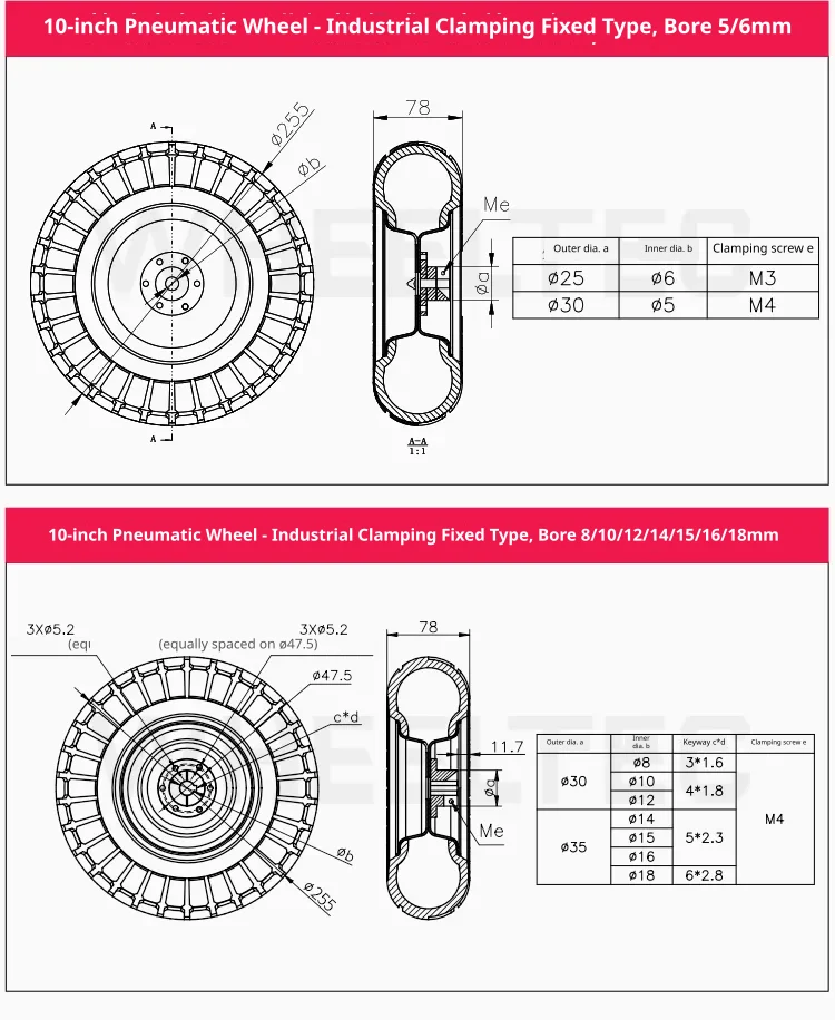 Ten-inch wheel specifications