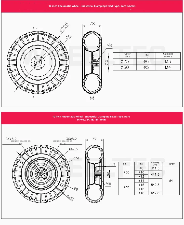 Ten-inch wheel specifications