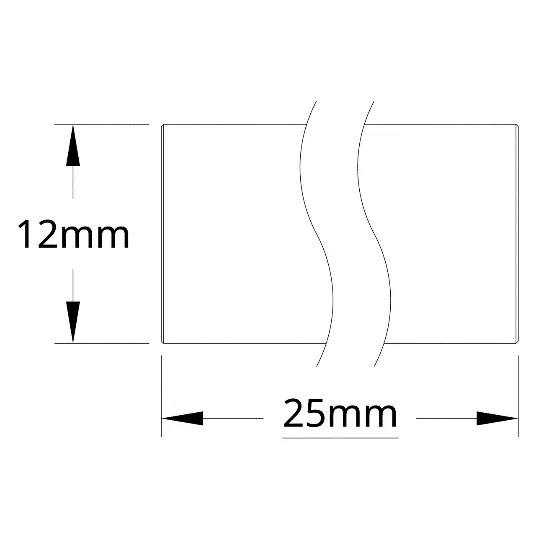 4100 Series Stainless Steel Round Shaft (12mm Diameter, 25mm Length) technical drawing