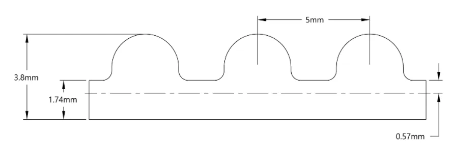 5412 Series 5mm HTD Pitch Timing Belt (9mm Width, 470mm Pitch Length, 94 Tooth) technical drawing