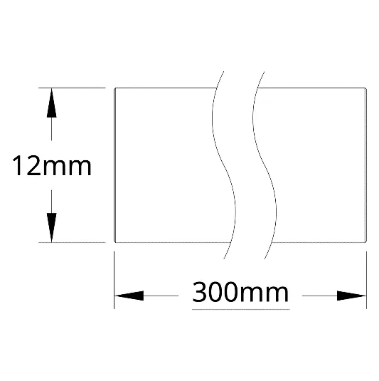 4100 Series Stainless Steel Round Shaft (12mm Diameter, 300mm Length) technical drawing
