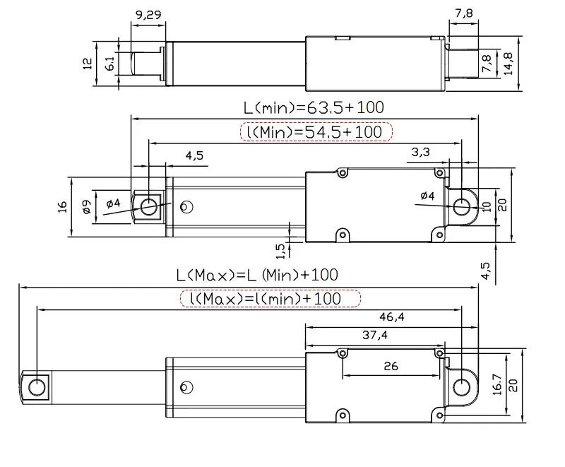 Practical 100mm stroke length