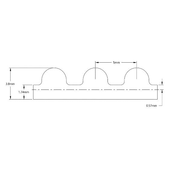 5412 Series 5mm HTD Pitch Timing Belt (9mm Width, 340mm Pitch Length, 68 Tooth) technical drawing