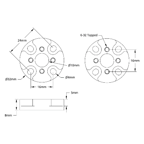 3206 Series Pattern Adaptor (16-3) technical drawing