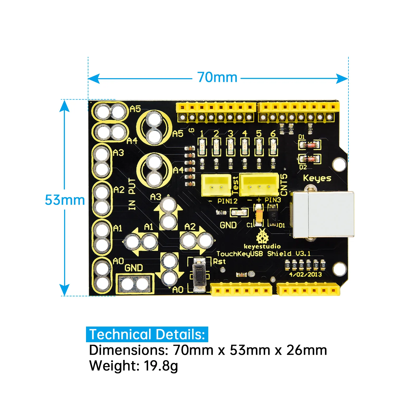 Six programmable touch buttons