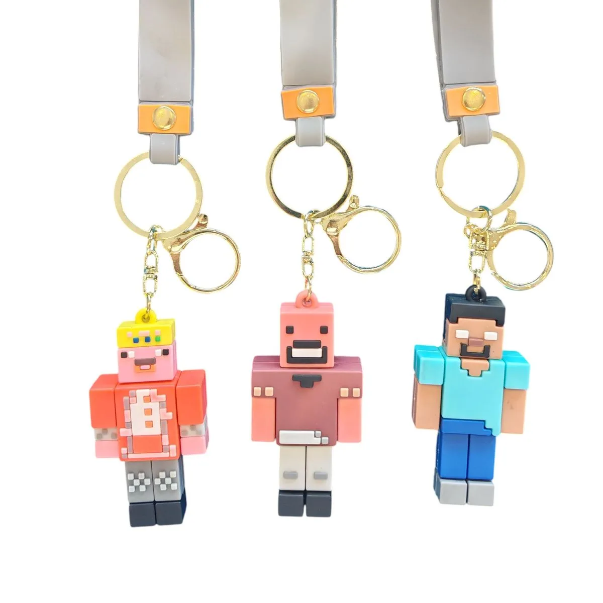 3-Piece Minecraft-Inspired Keychain Set - Technoblade, Red Hero & Steve