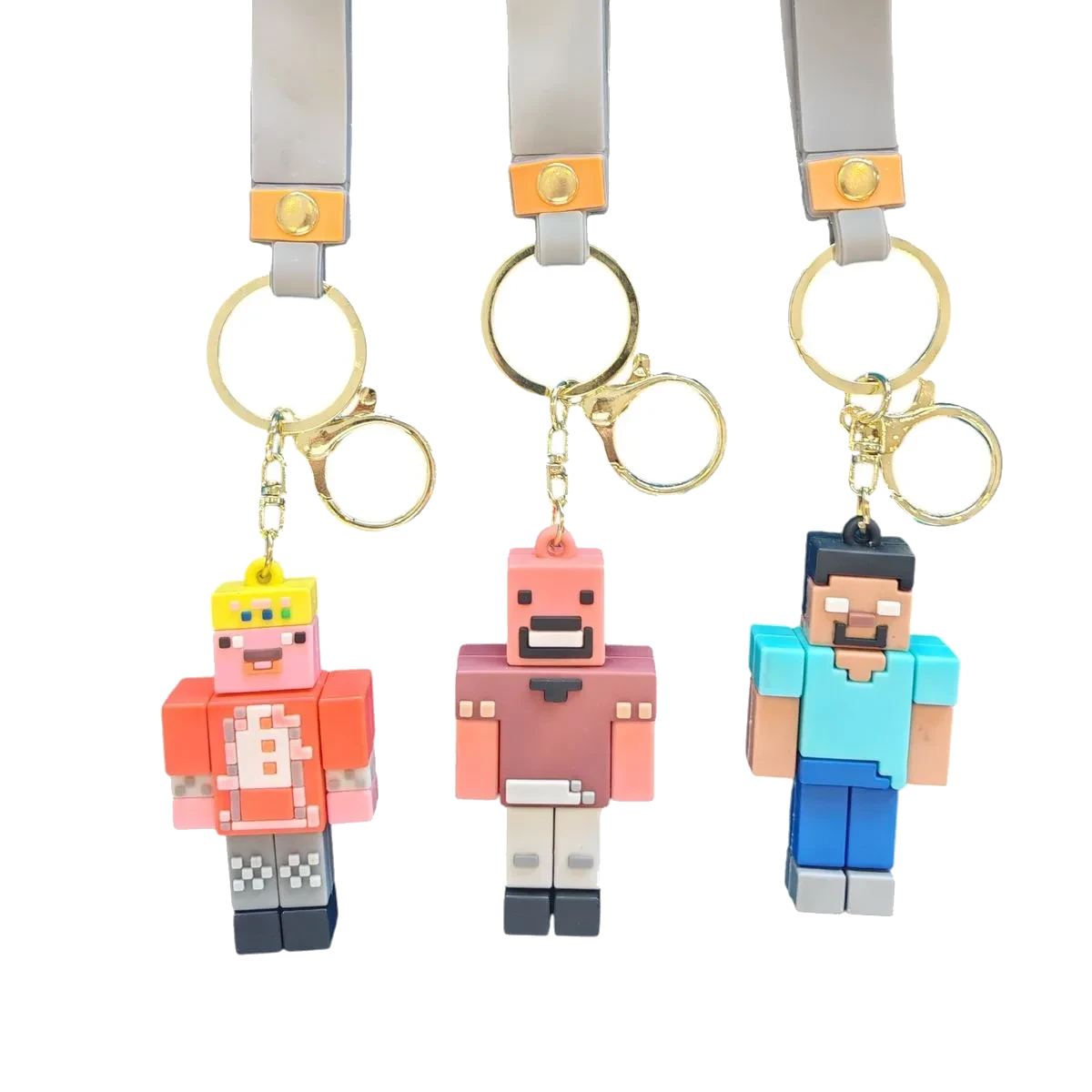 3-Piece Minecraft-Inspired Keychain Set - Technoblade, Red Hero & Steve