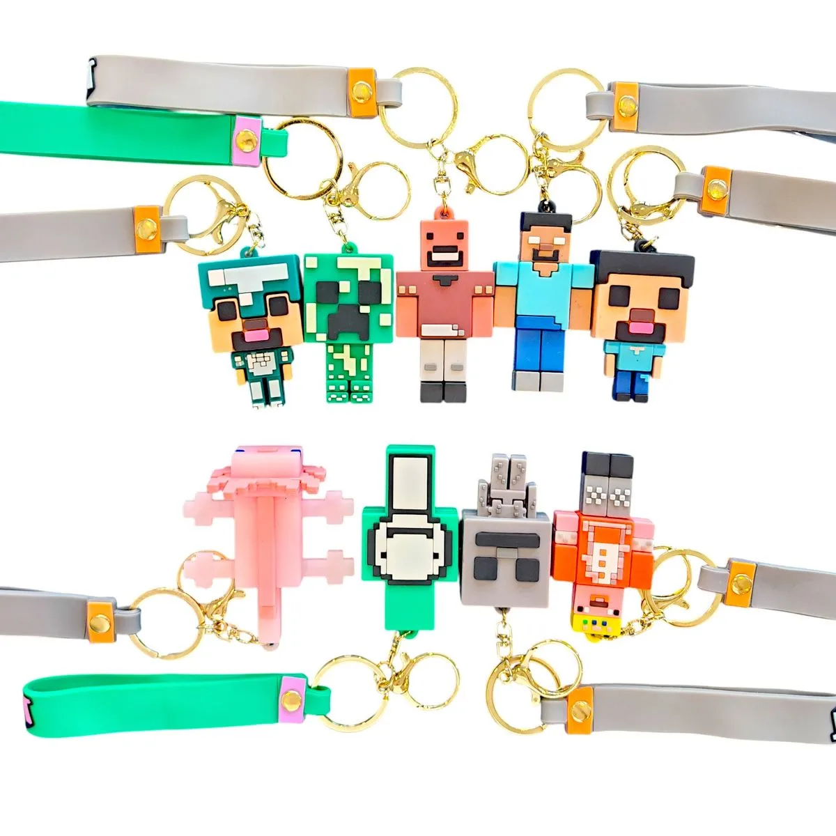 9-in-1 Minecraft-Inspired Character Keychain Set