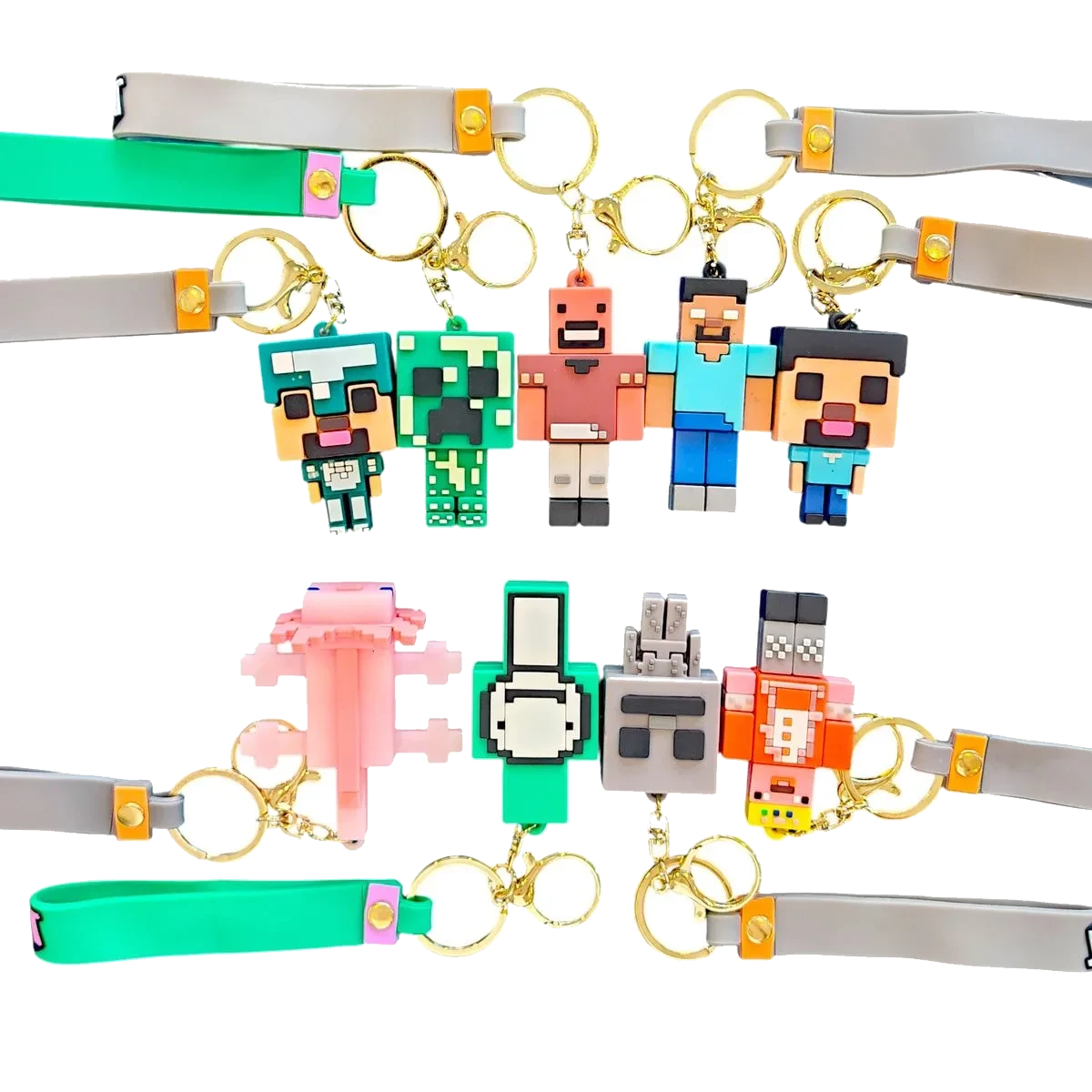 9-in-1 Minecraft-Inspired Character Keychain Set