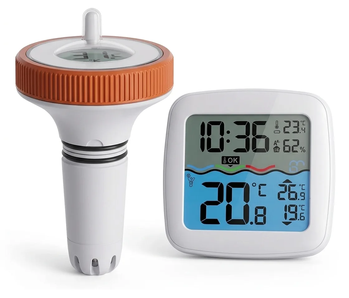 Wireless Digital Floating Pool Thermometer with Indoor Receiver