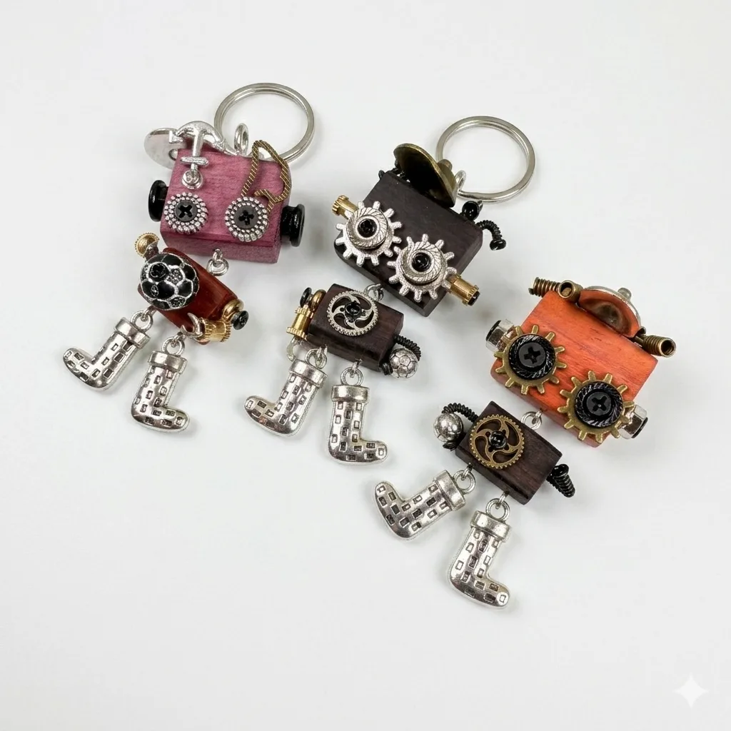 Set of 3 Unisex Wood, Copper base metal Pendants