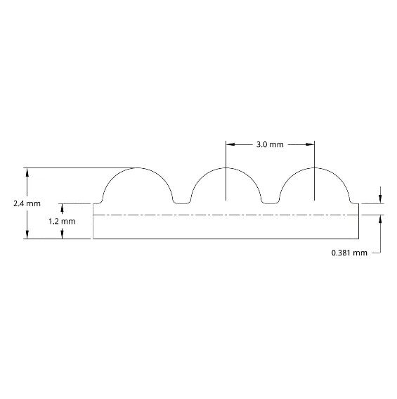 5403 Series 3mm HTD Pitch Timing Belt (15mm Width, 732mm Pitch Length, 244 Tooth) technical drawing