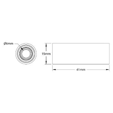3607 Series Idler Bearing (6mm ID x 15mm OD, 41mm Length) technical drawing