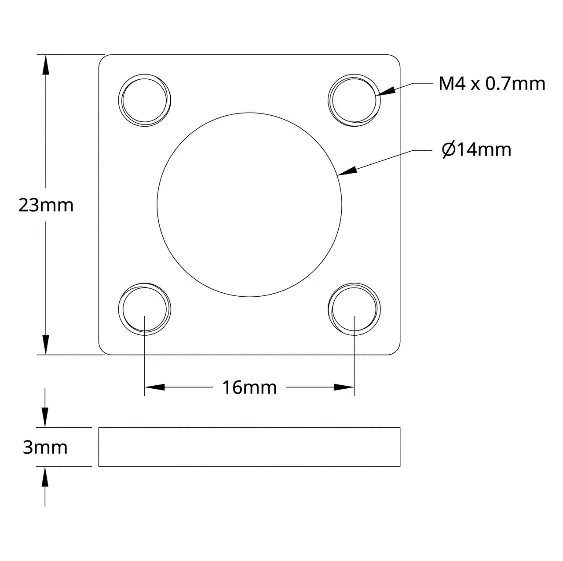 4803 Series Stainless Steel Threaded Plate (23-23) technical drawing