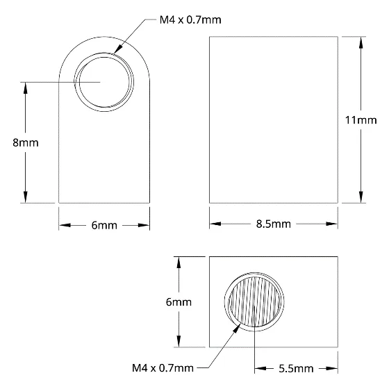 3203 Series Block Mount (1-1) technical drawing