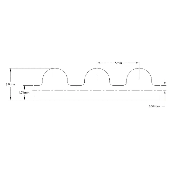 5412 Series 5mm HTD Pitch Timing Belt (9mm Width, 890mm Pitch Length, 178 Tooth) technical drawing