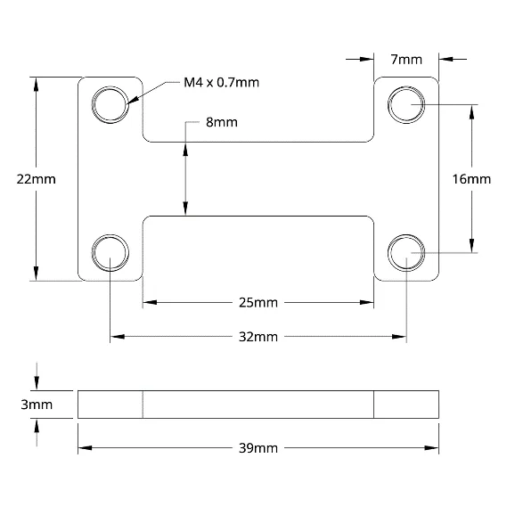 4803 Series Stainless Steel Threaded Plate (39-22) technical drawing