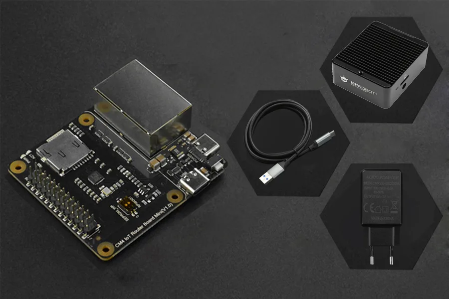 Raspberry Pi CM4 IoT Router Carrier Board Mini with Case, Power Supply and Cable (EU Standard)