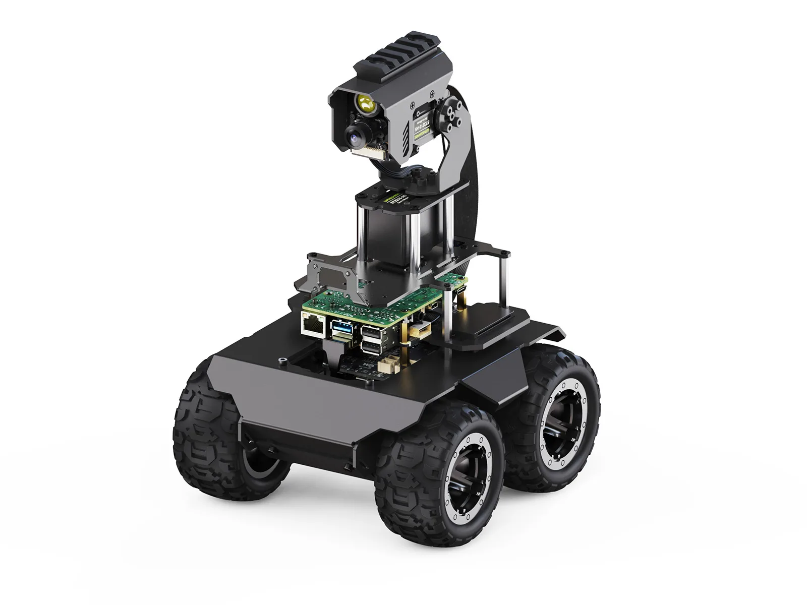 RaspRover Open-source 4WD AI Robot, Dual controllers, All-metal Body, Computer Vision, Suitable for Raspberry Pi 4B / Raspberry Pi 5