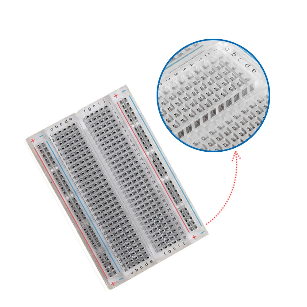 Transparent solderless breadboard