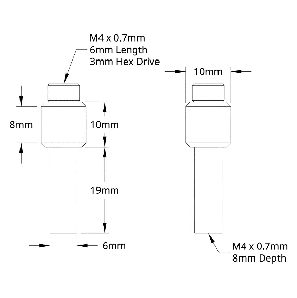 V-Wheel Standoff Kit (24mm Center Height) technical drawing