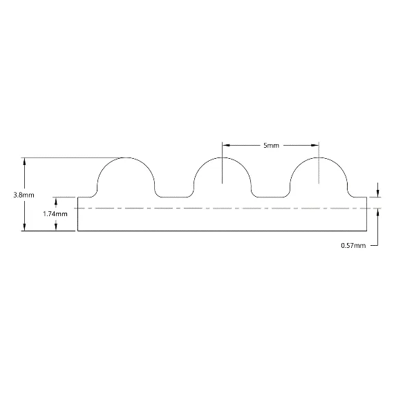 5412 Series 5mm HTD Pitch Timing Belt (9mm Width, 390mm Pitch Length, 78 Tooth) technical drawing