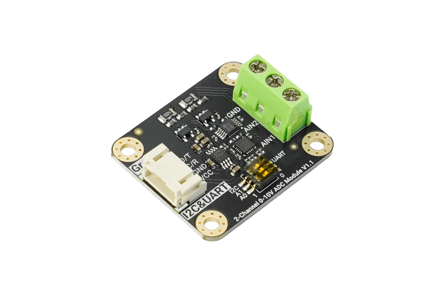 Gravity: 0-10V 15-Bit Dual-Channel High-Precision ADC Module for Arduino / Raspberry Pi / ESP32
