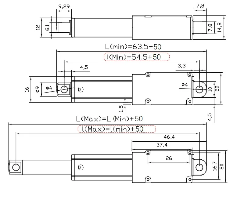Short-stroke 50mm linear travel