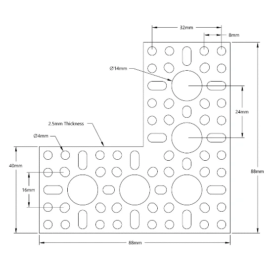 3108 Series Flat Pattern Bracket (4-1) technical drawing