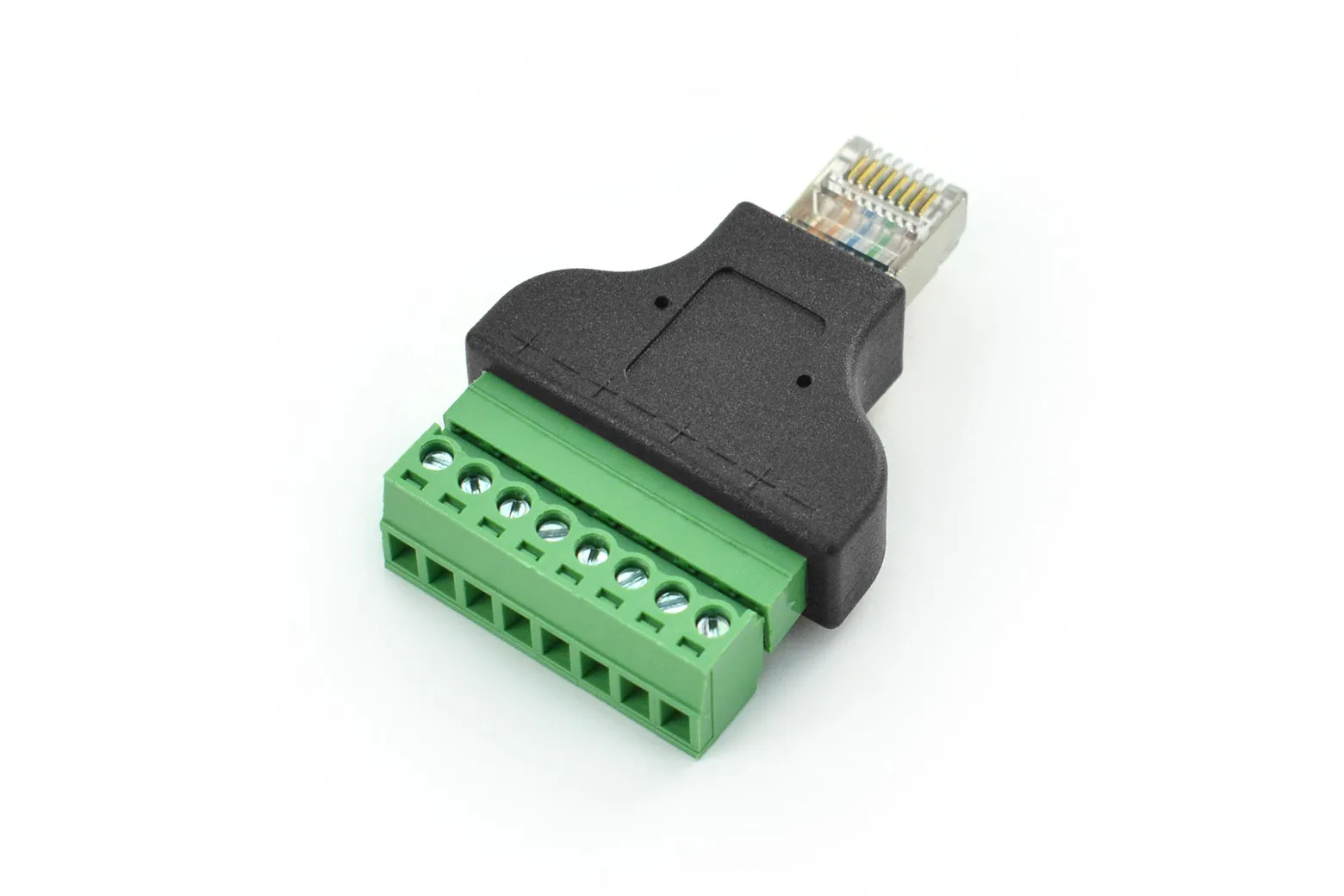 Ethernet RJ45 Male Plug to 8-Pin Terminal Block