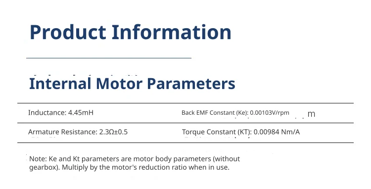 Precise internal motor characteristics