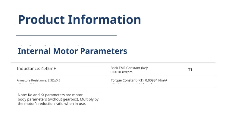 Precise internal motor characteristics