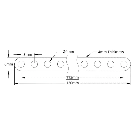 3102 Series Flat Beam (15 Hole, 120mm Length) technical drawing