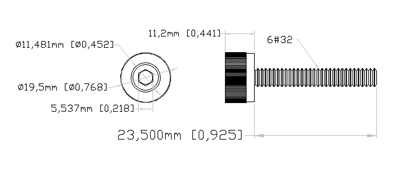 Thumbscrew technical drawing