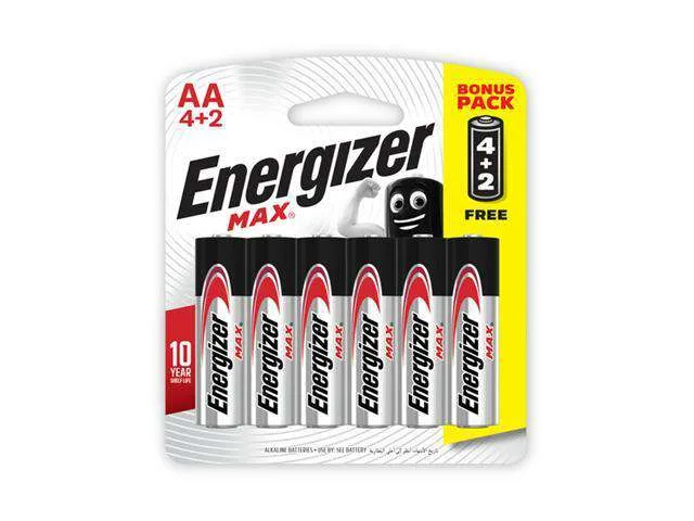 Energizer 1.5V AA Alkaline Batteries, 6 Pack