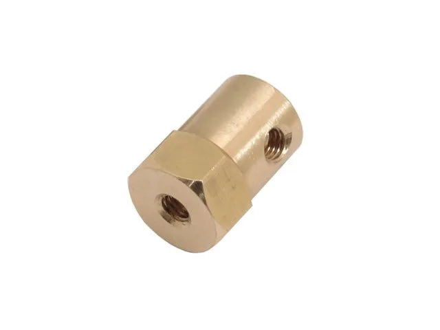 Brass Hex Shaft Motor Coupling, 8 mm ID, 18 mm Length