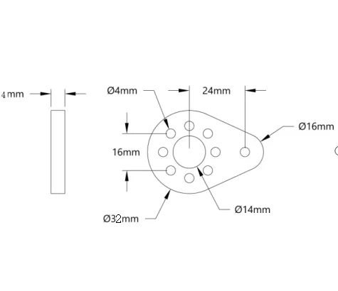 Aluminum Hub-Mount Control Arm (24mm Length) technical drawing