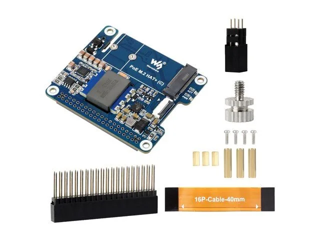 Waveshare PCIe to M.2 PoE HAT+ (C) for Raspberry Pi 5