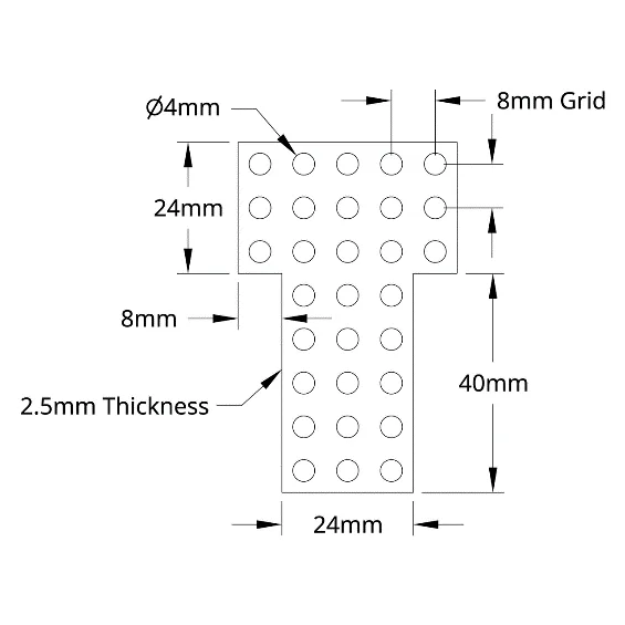 3137 Series Steel Flat Grid Bracket (2-1) technical drawing