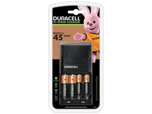 Duracell CEF27 NiMH and NiCd Battery Charger with AA and AAA Batteries