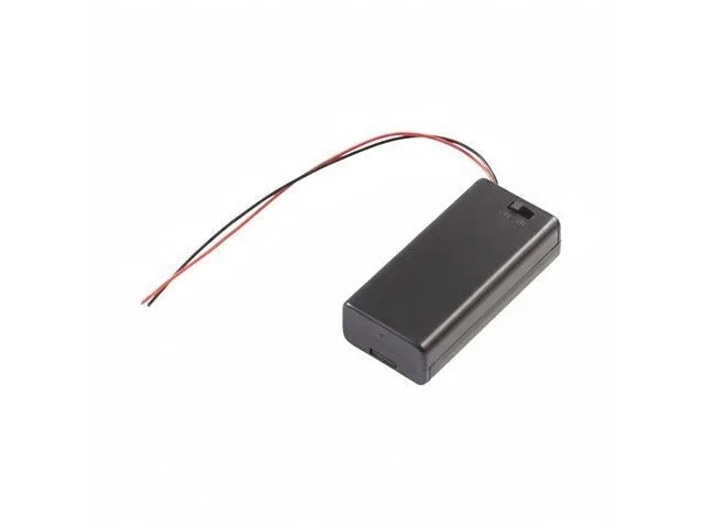 2x AA Battery Holder with Cover and Switch