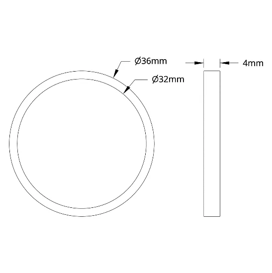 3506 Series 32mm ID Spacer (36mm OD, 4mm Length) technical drawing