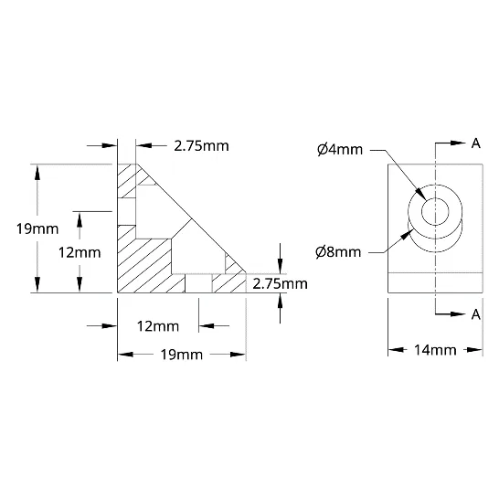 3204 Series Gusseted Angle Mount (1-3) technical drawing